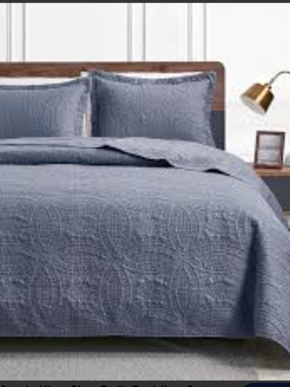 Quilted Blue Bedspread Set - Soft Textured new